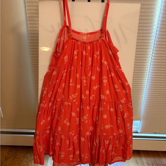 OLD NAVY Cute Flirty Casual Chic Tangerine Orange Boho Floral Summer Dress Sz S - Picture 7 of 7